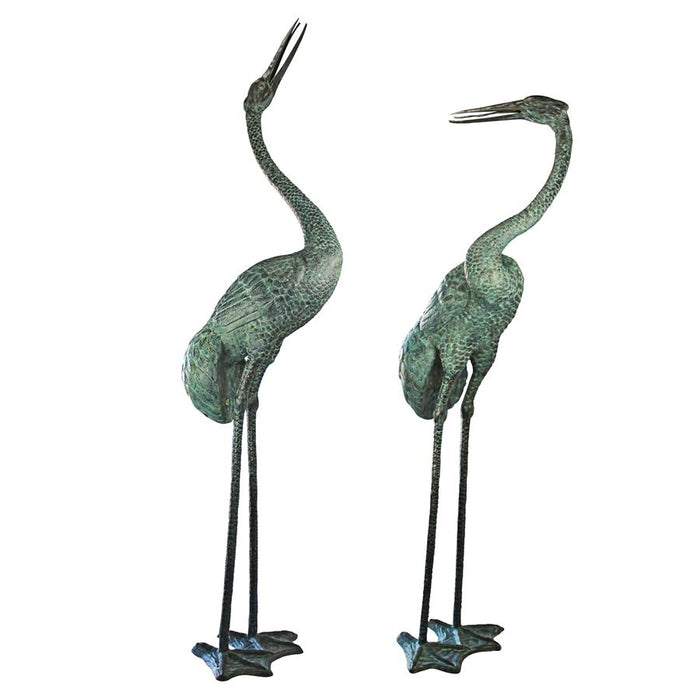 COLOSSAL CRANES BRONZE STATUE SET