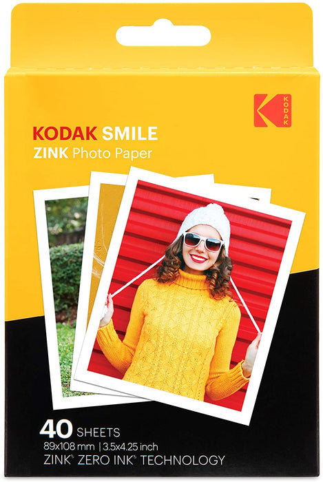 3.5x4.25 inch Premium Zink Print Photo Paper (10 Sheets) Compatible with Kodak Smile Classic Instant Camera