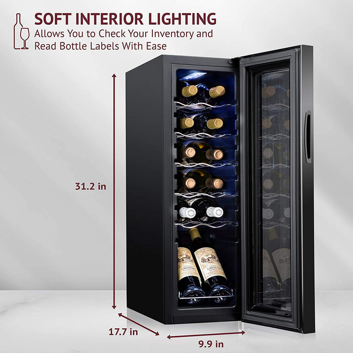 Wine Fridge, Compressor Freestanding Wine Refrigerator, 12 Bottle Wine Cooler with Lock