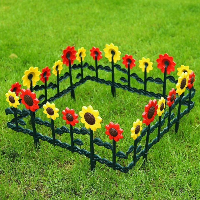 Decorative 8 Piece Colorful Sunflower Garden Border Fence Stakes