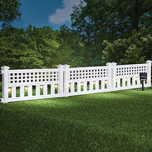 14" H Decorative 4 Piece Architectural Corner Post Solar Garden Border Fence - White