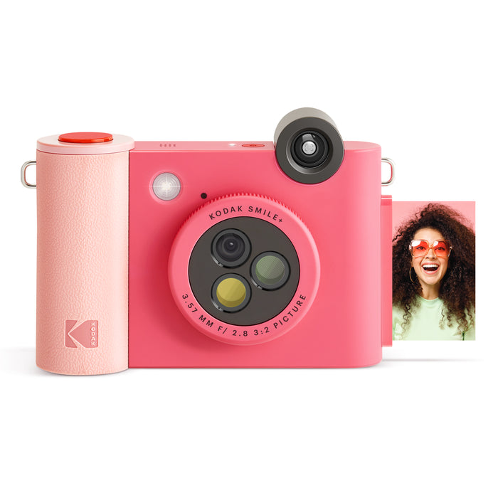Kodak Smile+ Wireless Digital Instant Print Camera with Effect-changing Lens, 2x3” Sticky-backed Photo Prints, and Zink printing technology, Compatible with iOS and Android devices - Fuchsia