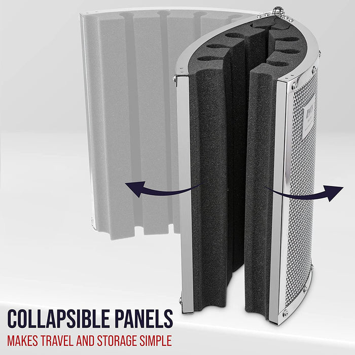 LyxPro VRI-30 Microphone Sound Isolation Shield, Microphone Foam Shield, Foldable & Stand Mountable