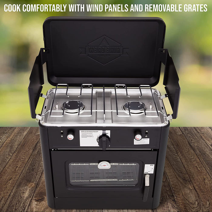 Hike Crew Gas Camping Oven, CSA Approved 2-Burner Stove & Camp Oven with Bag, Igniter & More - Black