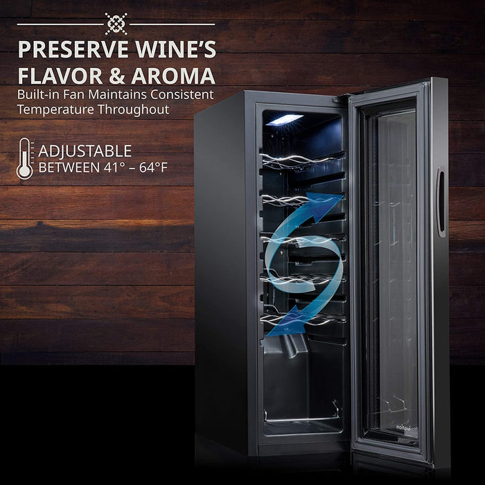 Ivation 12 Bottle Compressor Wine Refrigerator, Freestanding Wine Cooler with Lock, Black