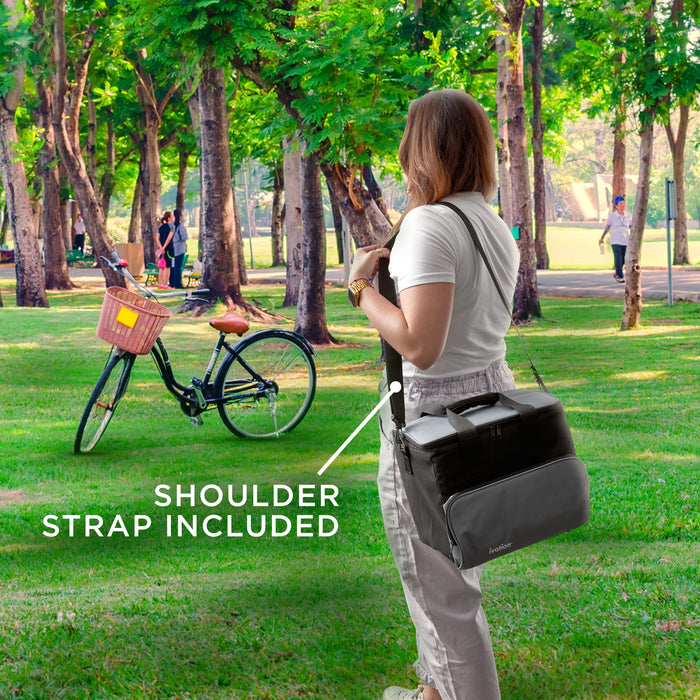 Ivation Electric Cooler Bag, 15 L Portable Thermoelectric 12 Volt Cooler with Shoulder Strap