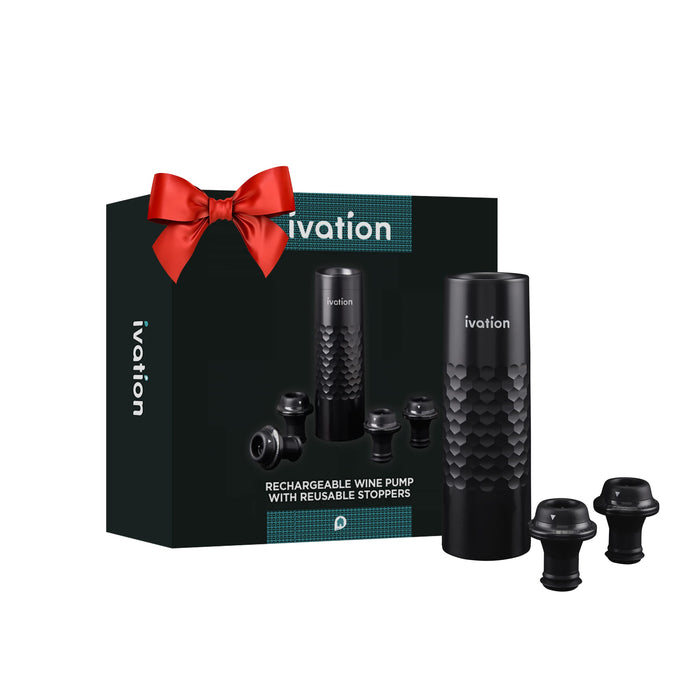 Ivation 6-Piece Rechargeable Wine Saver Pump with Reusable Wine Stoppers