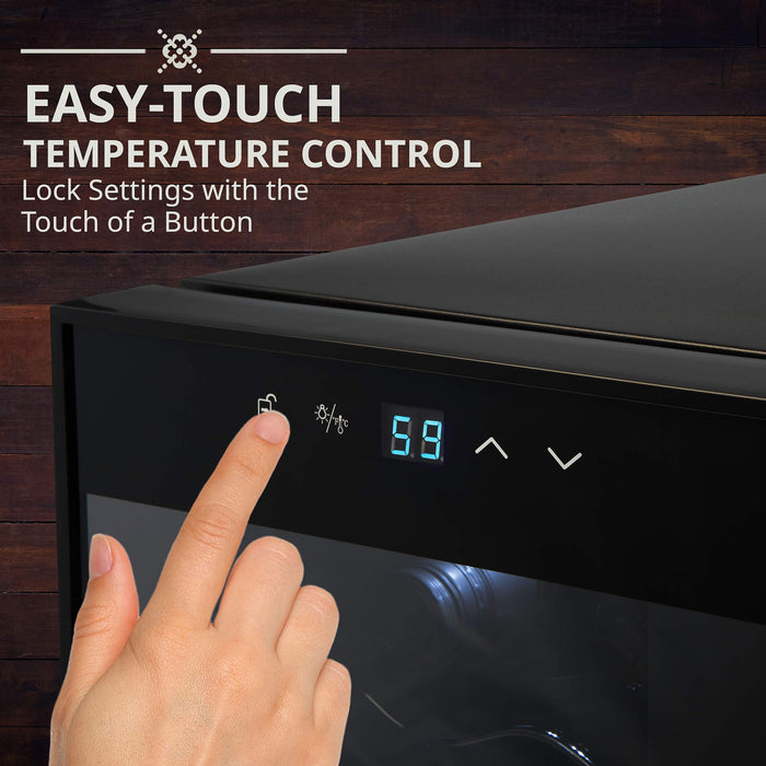 Ivation 12 Bottle Compressor Wine Refrigerator, Freestanding Wine Cooler with Lock, Black