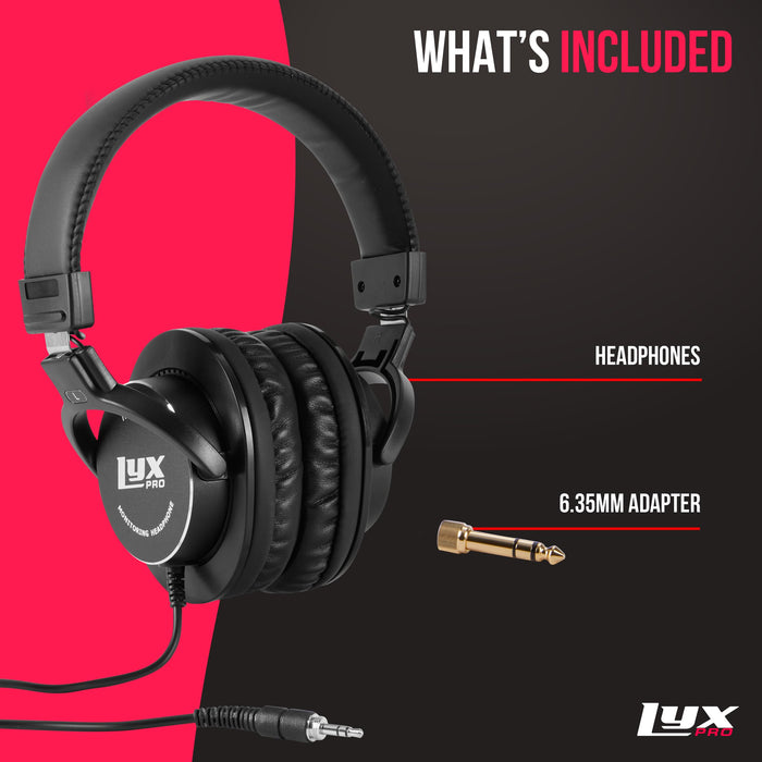 LyxPro HAS-10 Closed Back Over Ear Professional Studio Headphones with Sound Isolation & Wired