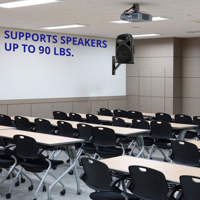 LyxPro Speaker Wall Mount Brackets (Set of 2) for PA Speakers, 90 Lbs. Weight Capacity - Black
