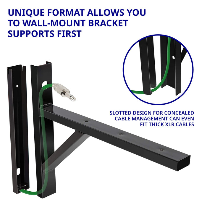 LyxPro Speaker Wall Mount Brackets (Set of 2) for PA Speakers, 90 Lbs. Weight Capacity - Black