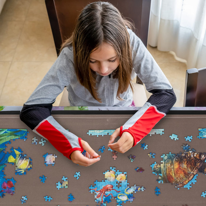 Jumbl 1500-Piece Puzzle Case, Portable Puzzle Board & Travel Case with Trays & Handle - Black