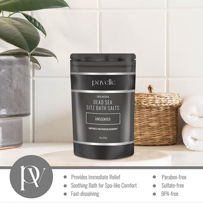 Pavelle 14oz Dead Sea Sitz Bath Salts, Sitz Bath Salt for Postpartum Recovery - Unscented