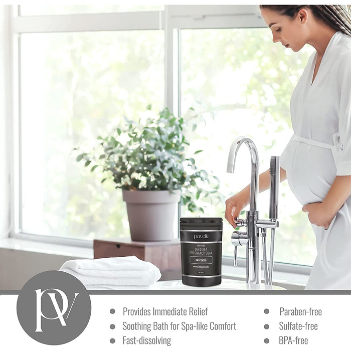 Pavelle 14oz Dead Sea Pregnancy Bath Soak, Natural Pregnancy Bath Salts for Women - Unscented