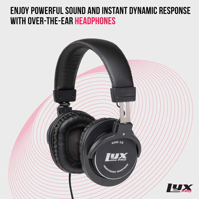 LyxPro HAS-10 Closed Back Over Ear Professional Studio Headphones with Sound Isolation & Wired