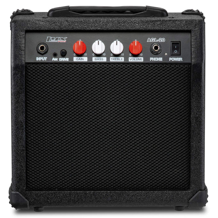 LyxPro Electric Guitar Amp - 20 Watt Guitar Amplifier with Built-in Speaker Headphone Jack, Black