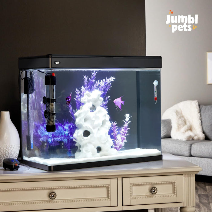 JumblPets Premium Fish Aquarium Kit, Complete Glass Fish Tank Kit w/LED Lighting & More (12 Gallon)