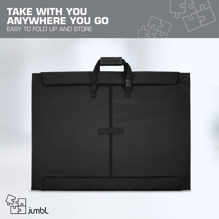 Jumbl 1500-Piece Puzzle Caddy, Portable Puzzle Board & Travel Case with 2 Trays & Handle - Black