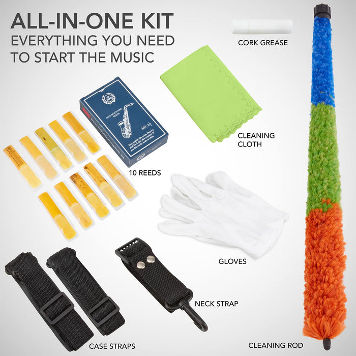 LyxJam Alto Saxophone Kit, E Flat Brass Alto Sax with Complete Accessories Set - Antique Bronze