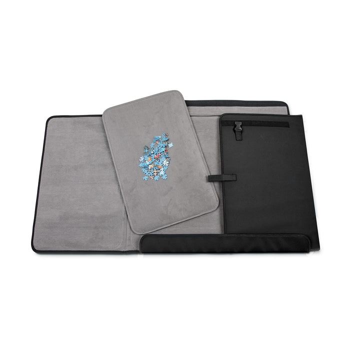Jumbl 1500-Piece Puzzle Caddy, Portable Puzzle Board & Travel Case with 2 Trays & Handle - Black