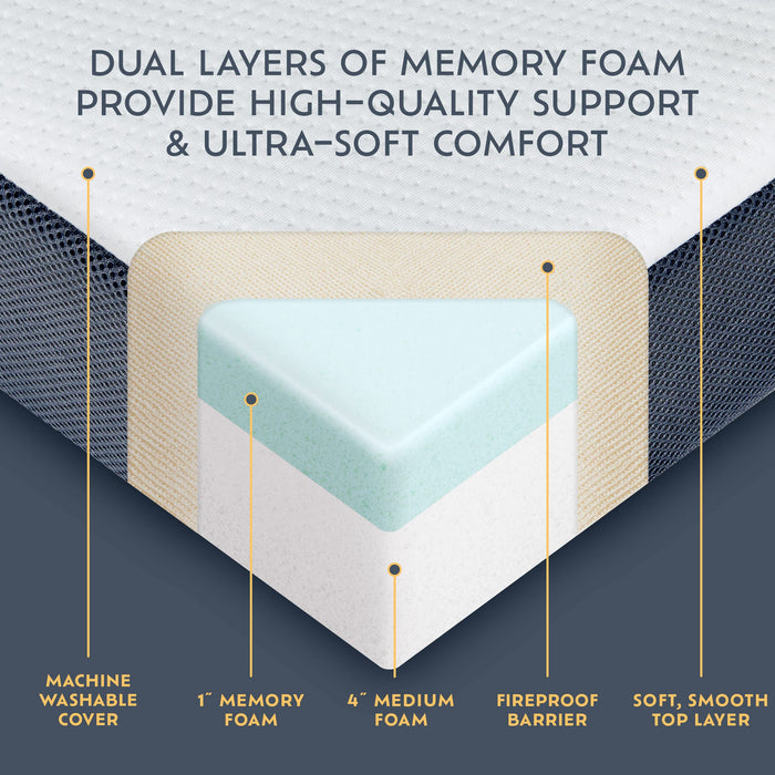 Heyward Folding Bed, Machine Washable Cover, Memory Foam Cot Size Folding Bed with Mattress