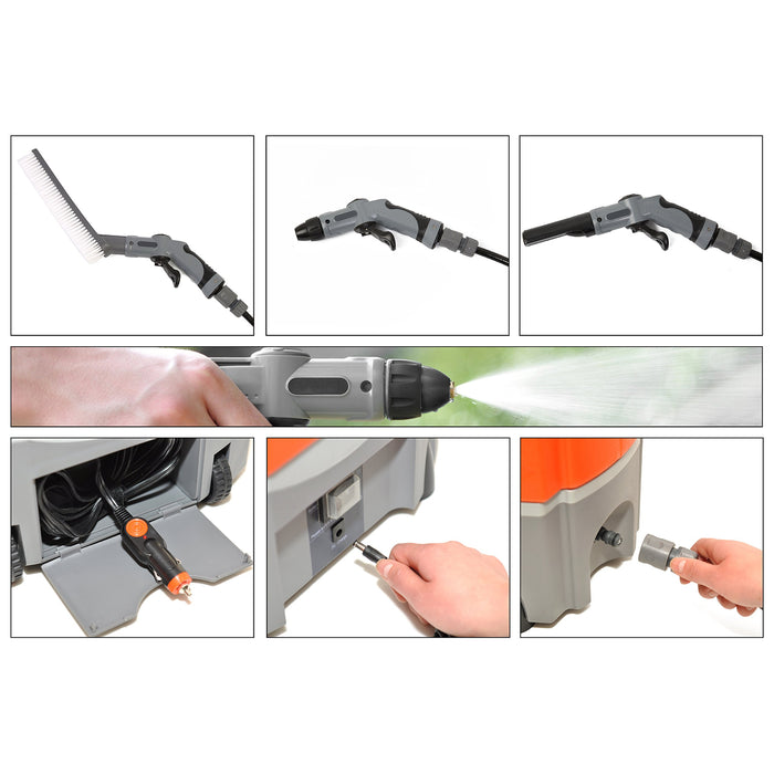 Ivation Multipurpose Portable Spray Washer - Rechargeable Portable Washer with 12V Plug & Wheels