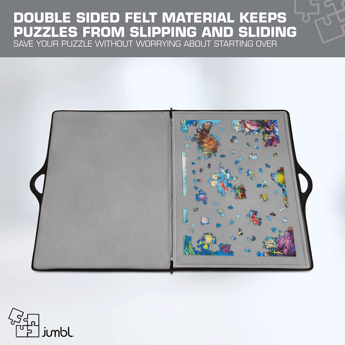Jumbl 1500-Piece Puzzle Case, Portable Puzzle Board & Travel Case with Trays & Handle - Black