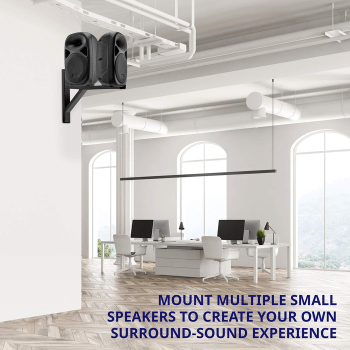 LyxPro Speaker Wall Mount Brackets (Set of 2) for PA Speakers, 90 Lbs. Weight Capacity - Black