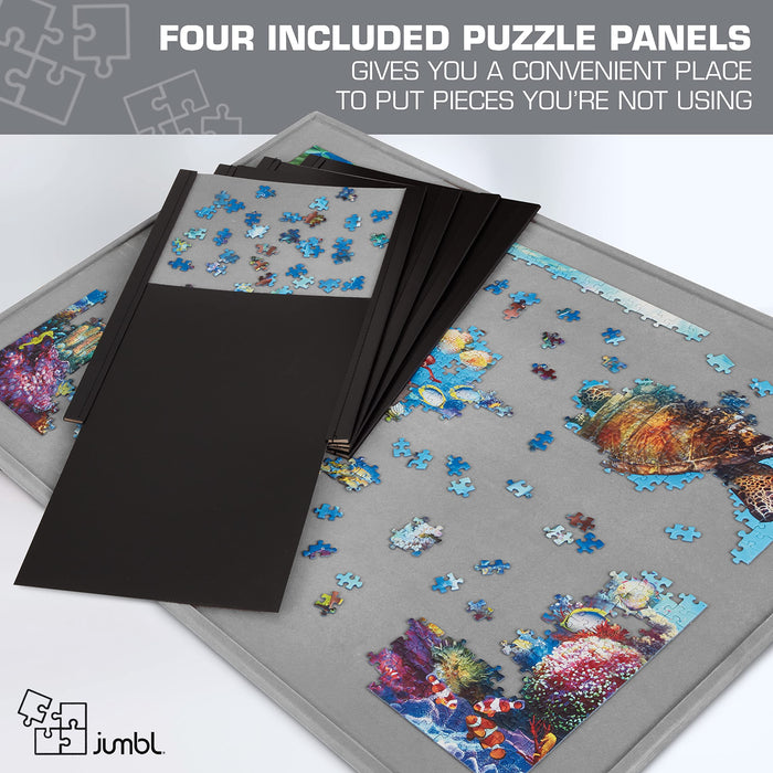 Jumbl 1500-Piece Puzzle Case, Portable Puzzle Board & Travel Case with Trays & Handle - Black