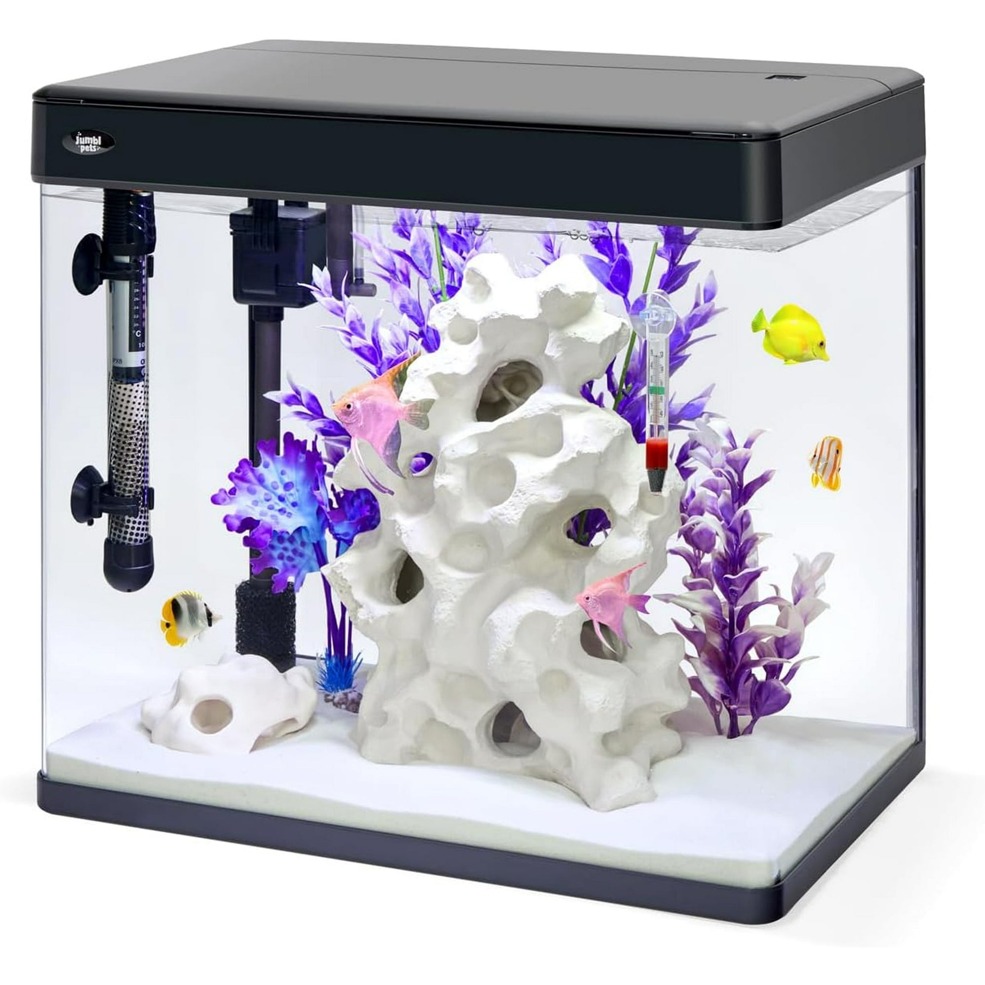 JumblPets Premium Fish Aquarium Kit, Complete Glass Fish Tank Kit w/LE ...