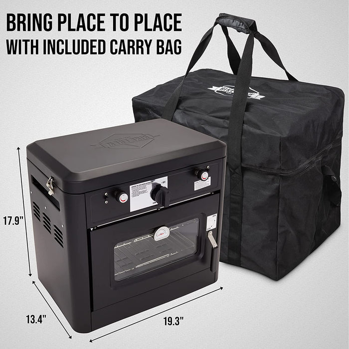 Hike Crew Gas Camping Oven, CSA Approved 2-Burner Stove & Camp Oven with Bag, Igniter & More - Black