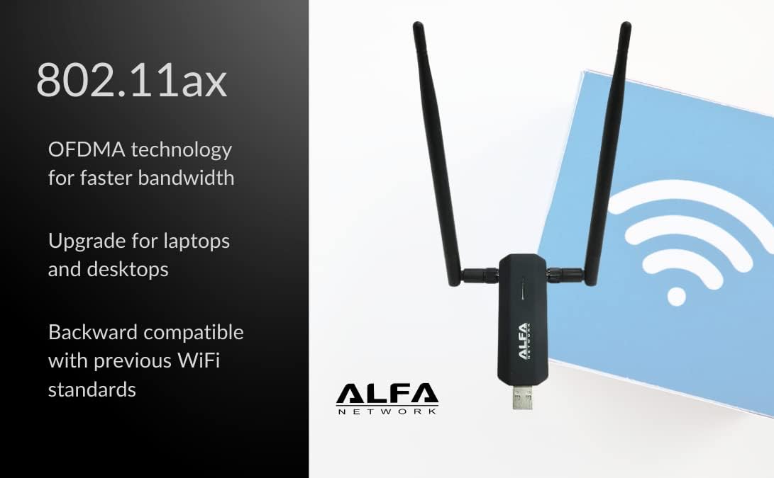 Dual Band WiFi USB Adapter with 2X RP-SMA Antennas, High-Speed WiFi Adapter