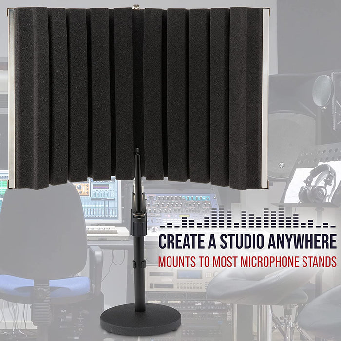 LyxPro VRI-30 Microphone Sound Isolation Shield, Microphone Foam Shield, Foldable & Stand Mountable