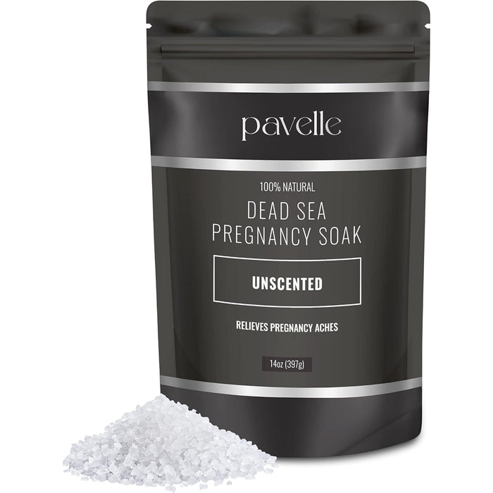 Pavelle 14oz Dead Sea Pregnancy Bath Soak, Natural Pregnancy Bath Salts for Women - Unscented