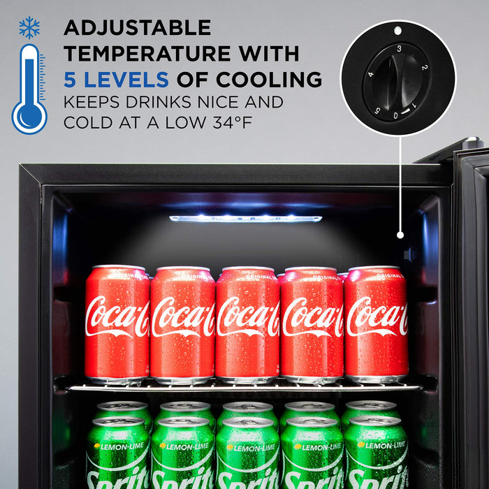 Ivation 101 Can Beverage Refrigerator, Freestanding Mini Fridge with Glass Door - Black