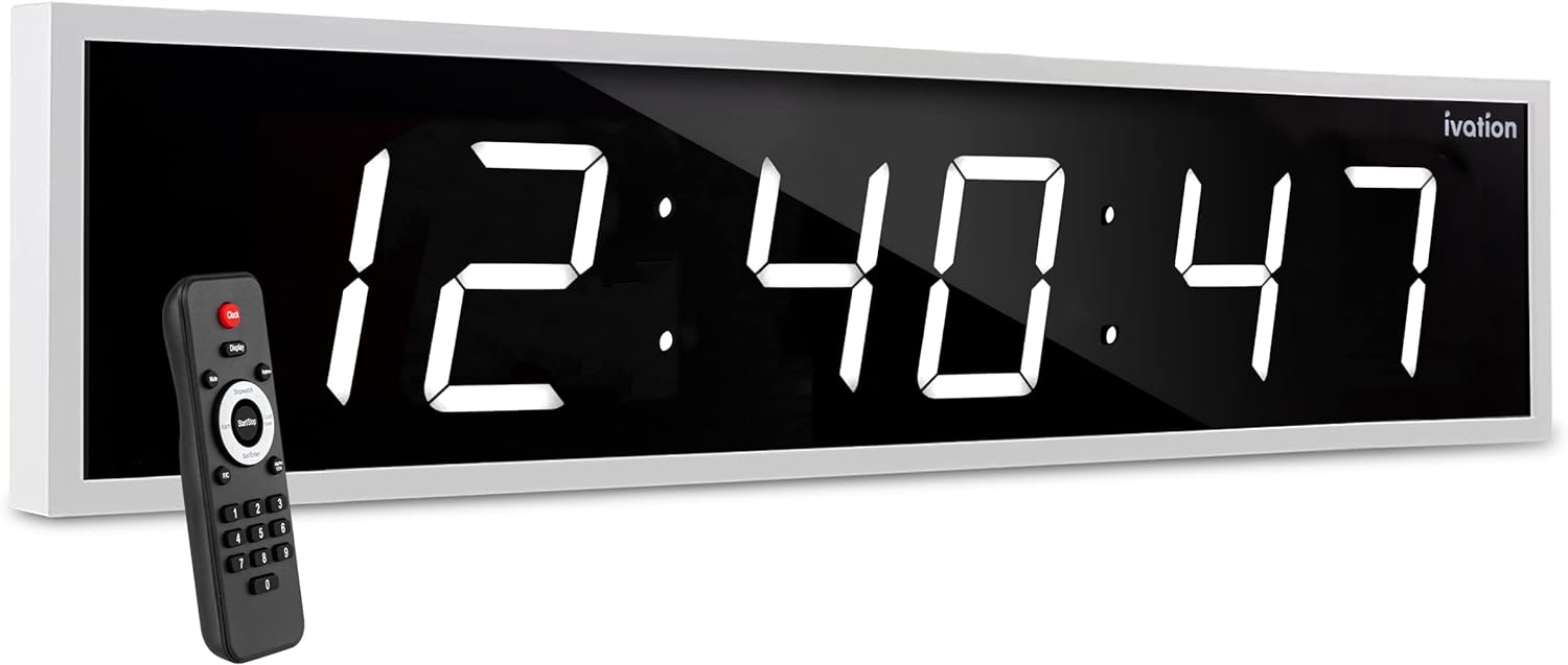 Large Digital Clock, 72" Led Wall Clock with Stopwatch, Alarms, Timer, Temp & Remote
