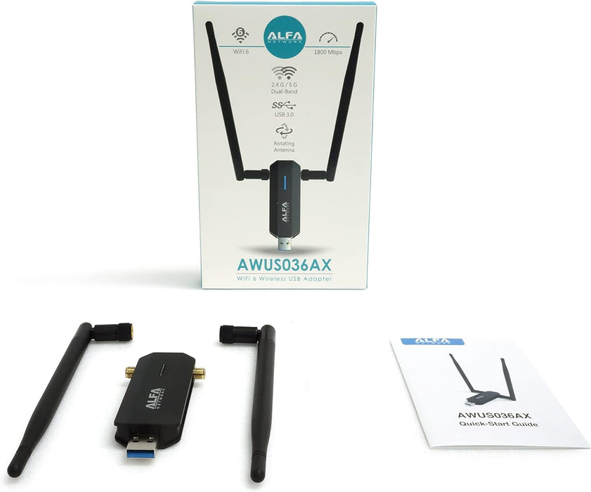Dual Band WiFi USB Adapter with 2X RP-SMA Antennas, High-Speed WiFi Adapter