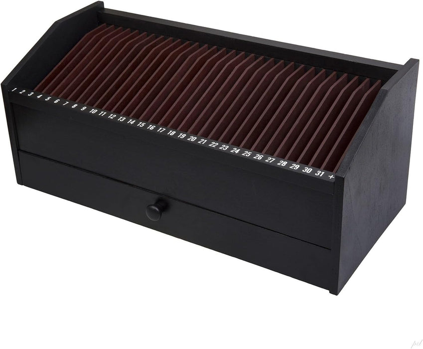 17" - 31 Slot Wooden Bill/Letter Organizer with Drawer
