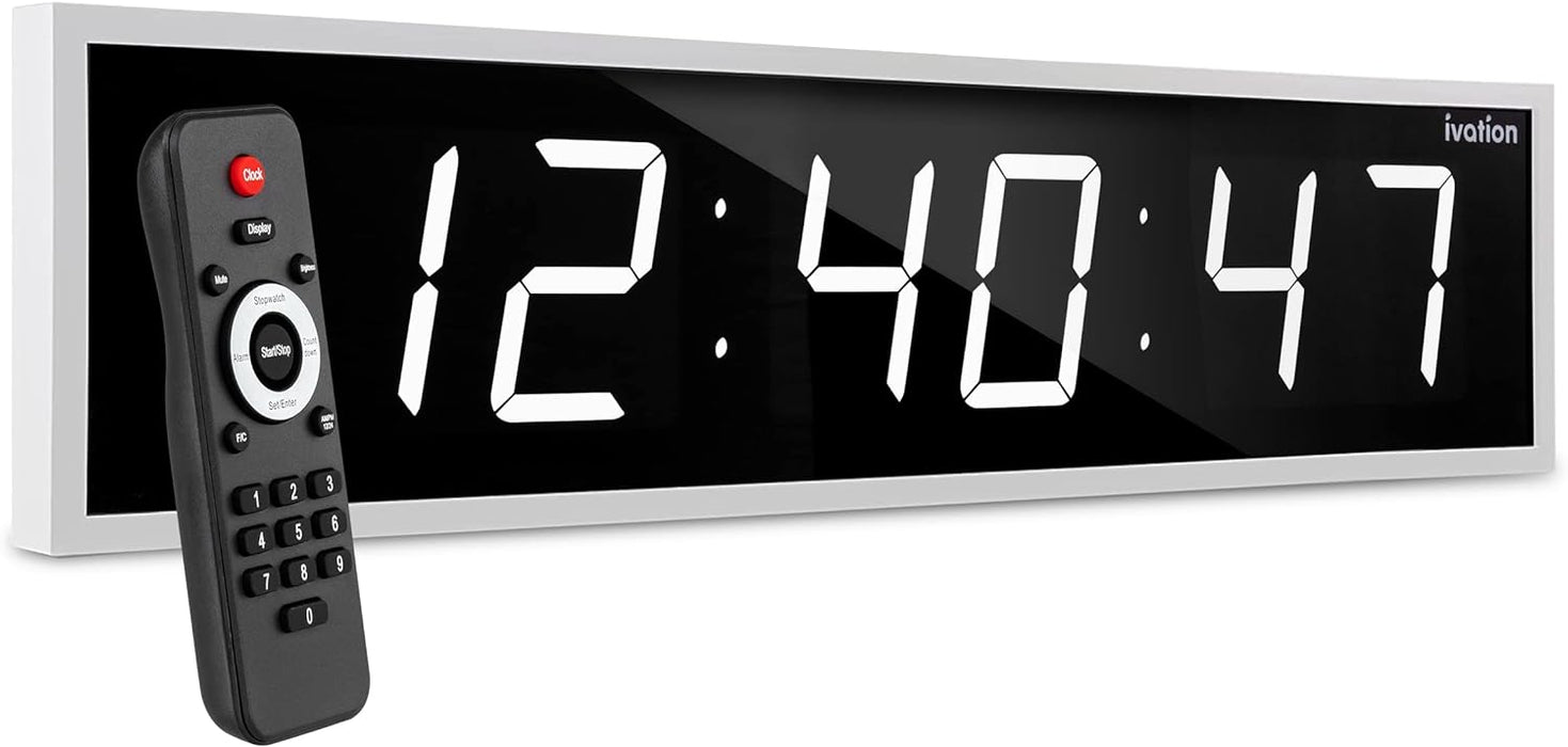 Large Digital Clock, 48" Led Wall Clock with Stopwatch, Alarms, Timer, Temp & Remote