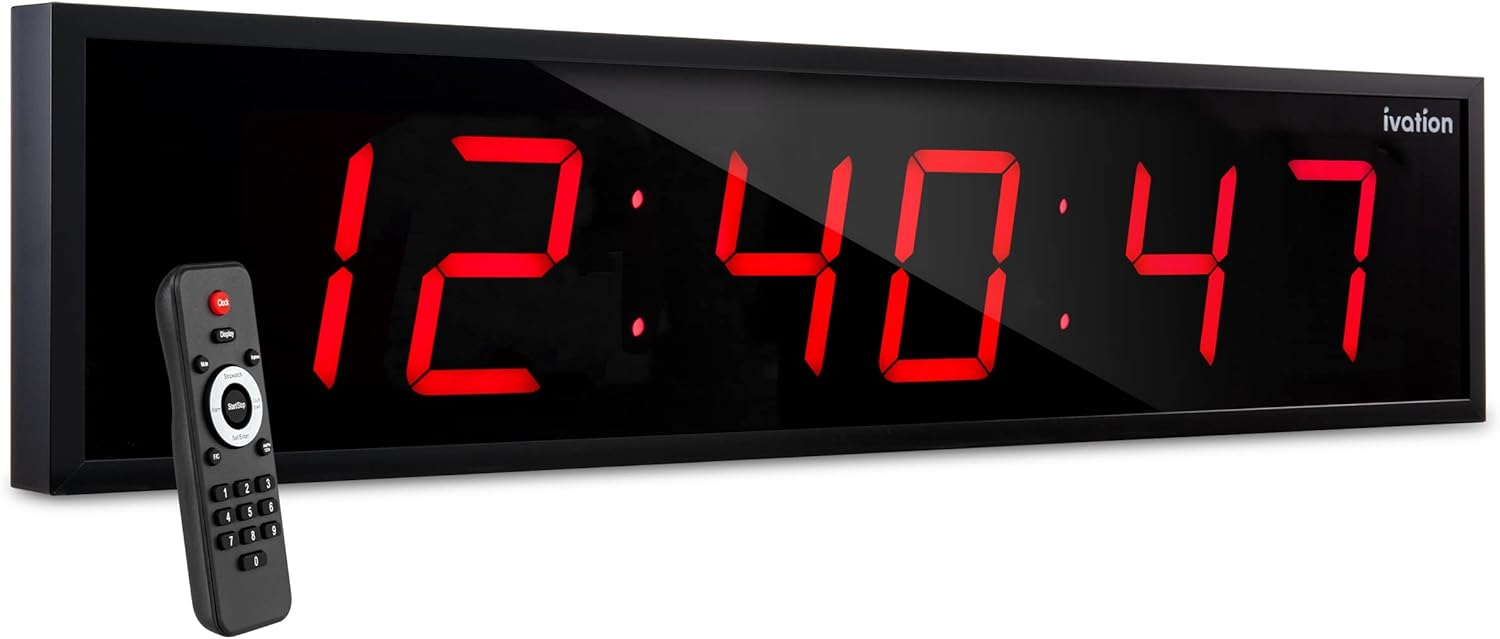 Large Digital Clock, 72" Led Wall Clock with Stopwatch, Alarms, Timer, Temp & Remote