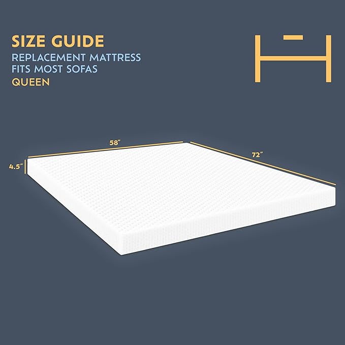Heyward Sofa Bed Mattress Replacement for Queen Size Sleeper Sofa Mattress with Non-Slip Base