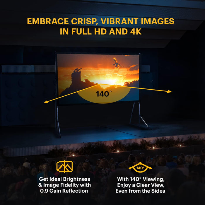 Kodak 150” Projector Screen with Stand - Fast Fold Front Projection Screen with Tripod & Case
