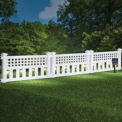 SkyMall 14"H Decorative 8 Piece Architectural Corner Post Solar Garden Border Fence - White