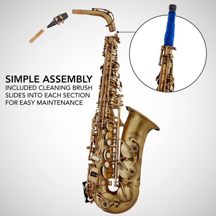 LyxJam Alto Saxophone Kit, E Flat Brass Alto Sax with Complete Accessories Set - Antique Bronze