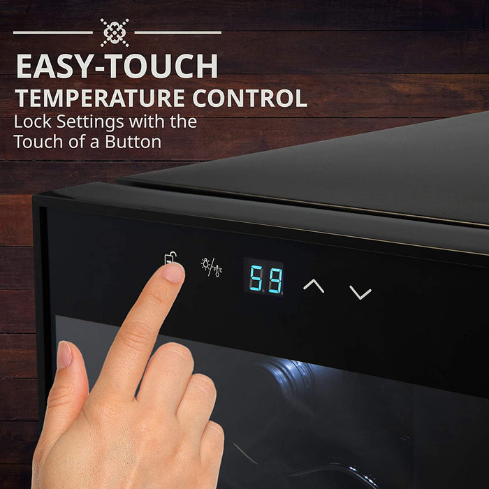 Ivation 12 Bottle Compressor Wine Refrigerator, Freestanding Wine Cooler with Lock, Black