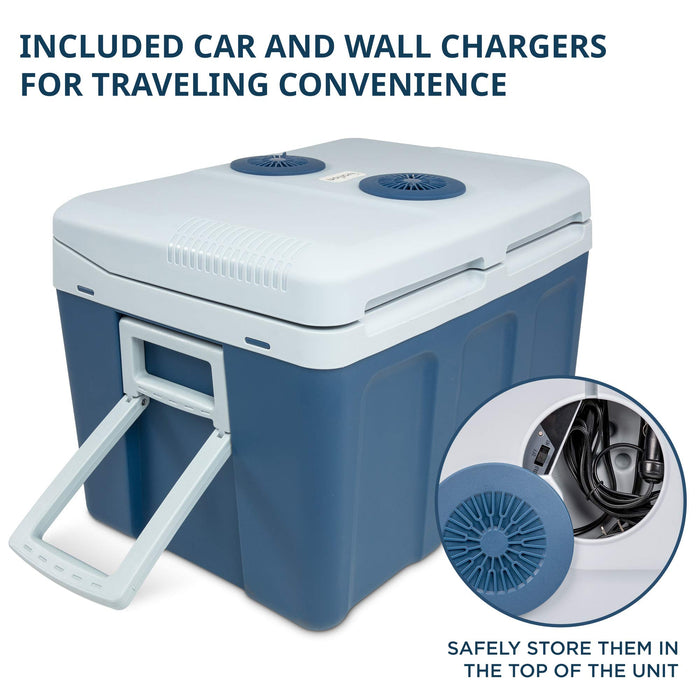 Ivation Electric Cooler & Warmer, 45 L Portable Thermoelectric 12 Volt Cooler with Wheels - Blue