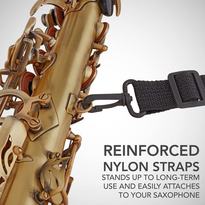 LyxJam Alto Saxophone Kit, E Flat Brass Alto Sax with Complete Accessories Set - Antique Bronze