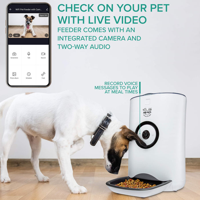 Arf Pets Smart Automatic Pet Feeder with Wi-Fi, HD Camera & Video Recording with Easy App-Control