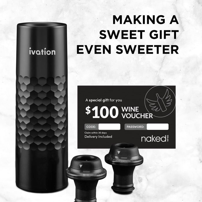 Ivation 6-Piece Rechargeable Wine Saver Pump with Reusable Wine Stoppers