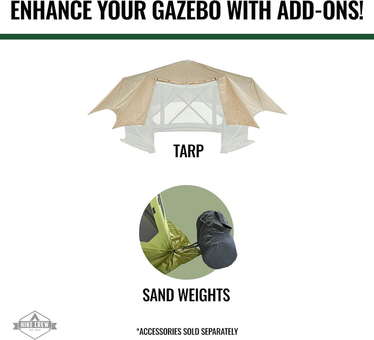 13’x13’ Waterproof Pop Up Gazebo Tent, 6-Sided Outdoor Tent Canopy w/Floor & More